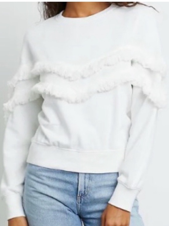 Rails Tops - Rails Kinsey white French Terry sweatshirt sweater fringed detail EUC size L